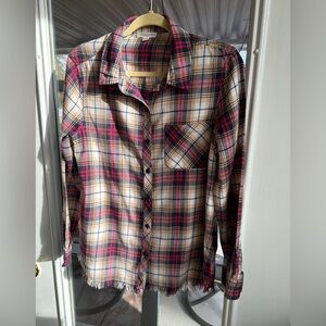 Beach Lunch Lounge Plaid Button-Up Shirt